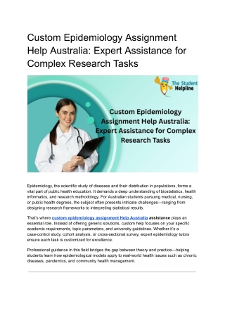 Custom Epidemiology Assignment Help Australia_ Expert Assistance for Complex Research Tasks