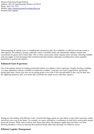 The Benefits of Having Several Systems from Your Porta Potty Rental Company.