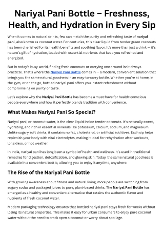 Nariyal Pani Bottle – Freshness, Health, and Hydration in Every Sip