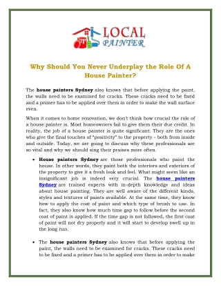 Why Should You Never Underplay the Role Of A House Painter