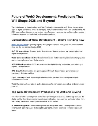 Future of Web3 Development_ Predictions That Will Shape 2026 and Beyond