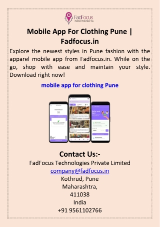Mobile App For Clothing Pune  Fadfocus.in