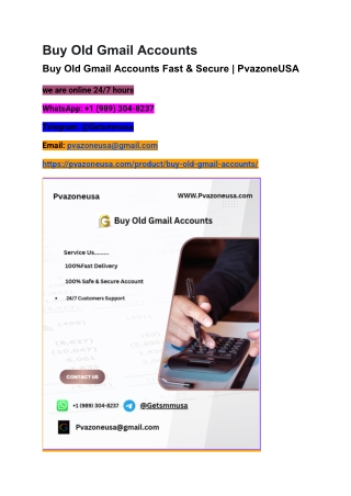 Purchase Old Gmail Accounts | Pvazoneusa Marketplace