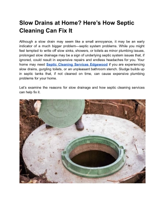 Slow Drains at Home_ Here’s How Septic Cleaning Can Fix It
