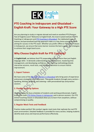 Best PTE Teacher in Indirapuram