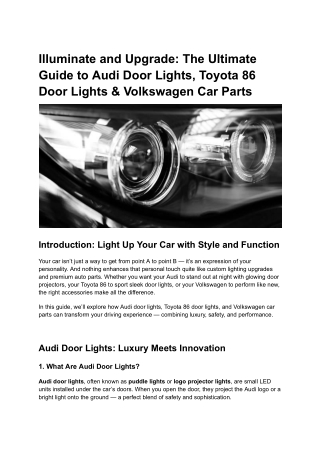 Illuminate and Upgrade_ The Ultimate Guide to Audi Door Lights, Toyota 86 Door Lights & Volkswagen Car Parts