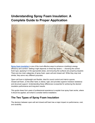 Understanding Spray Foam Insulation_ A Complete Guide to Proper Application