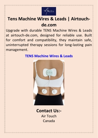 Tens Machine Wires & Leads  Airtouch-de.com
