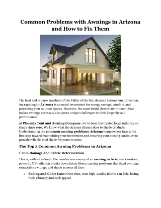 Common Problems with Awnings in Arizona and How to Fix Them