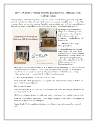 How to Create a Vintage-Inspired Thanksgiving Tablescape with Heirloom Pieces