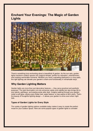 Enchant Your Evenings-The Magic of Garden Lights