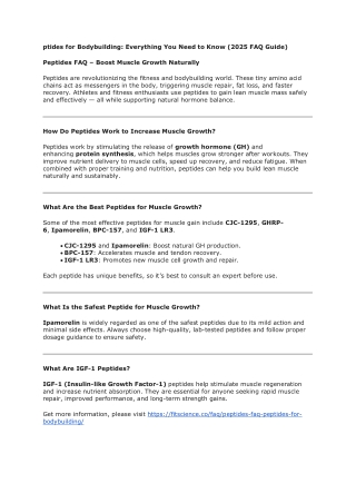 Peptides for Bodybuilding (2025 FAQ) – Best, Safest, and IGF-1 Peptides Explaine