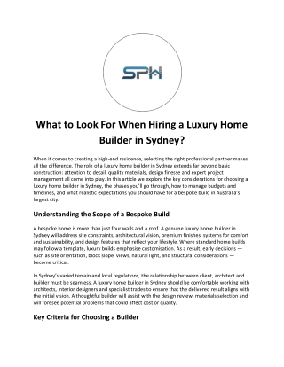 What to Look For When Hiring a Luxury Home Builder in Sydney?