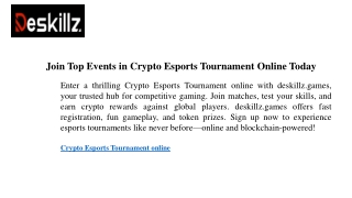 Join Top Events in Crypto Esports Tournament Online Today