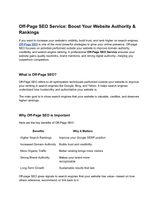 Off-Page SEO Service