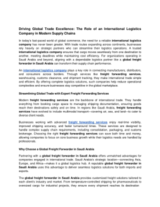 Driving Global Trade Excellence_ The Role of an International Logistics Company in Modern Supply Chains