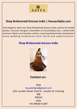 Shop Bridesmaid Dresses India Houseofajita.com