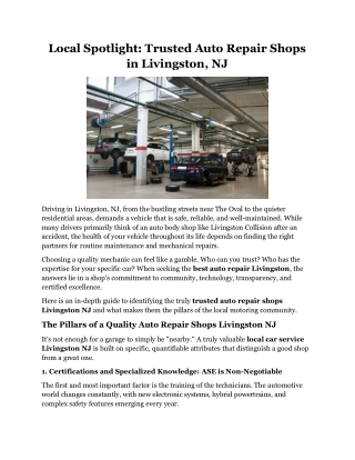 Local Spotlight Trusted Auto Repair Shops in Livingston, NJ