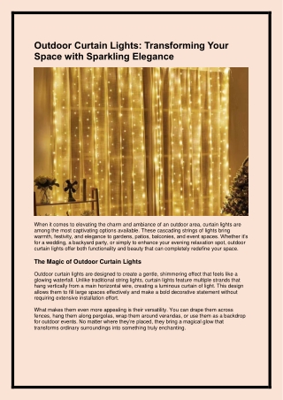 Outdoor Curtain Lights -Transforming Your Space with Sparkling Elegance