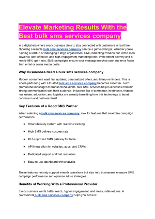 Elevate Marketing Results With the Best bulk sms services company