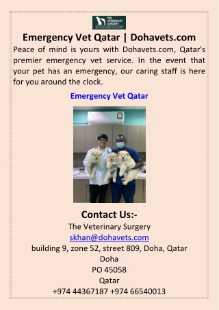 Emergency Vet Qatar  Dohavets.com
