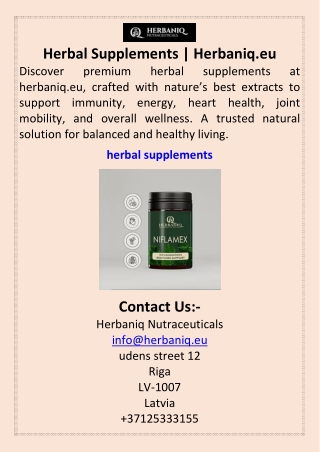 Herbal Supplements Herbaniq.eu