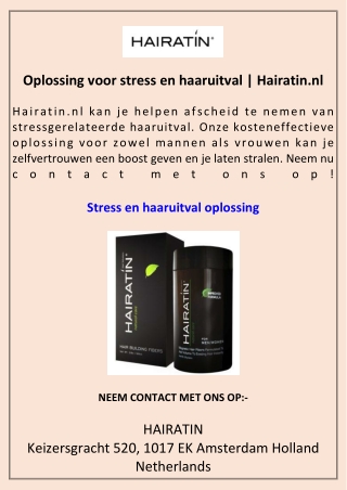 Oplossing voor stress en haaruitval Hairatin.nl