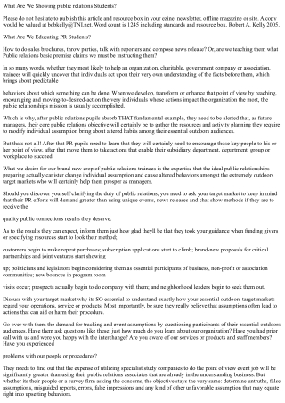 What are we teaching public relations pupils