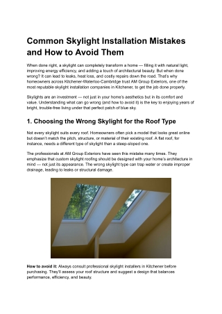 Common Skylight Installation Mistakes and How to Avoid Them