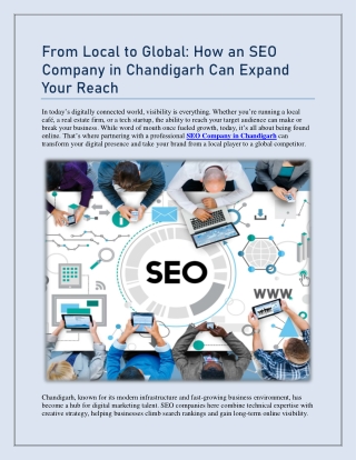 From Local to Global: How an SEO Company in Chandigarh Can Expand Your Reach