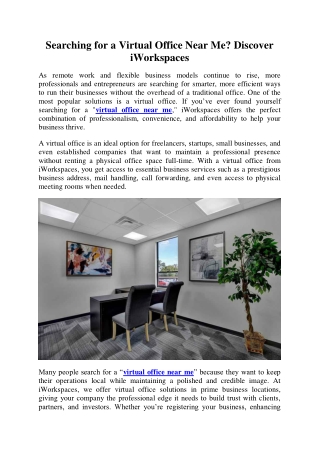 Searching for a Virtual Office Near Me? Discover iWorkspaces