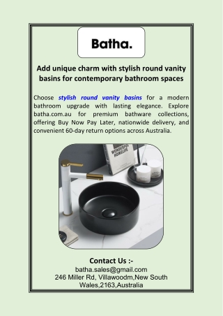 Add unique charm with stylish round vanity basins for contemporary bathroom spaces..