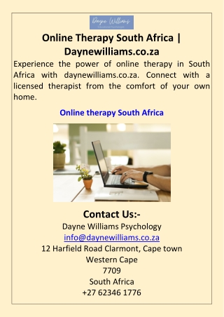 Online Therapy South Africa  Daynewilliams.co.za