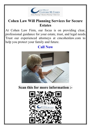 Cohen Law Will Planning Services for Secure Estates