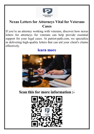 Nexus Letters for Attorneys Vital for Veterans Cases