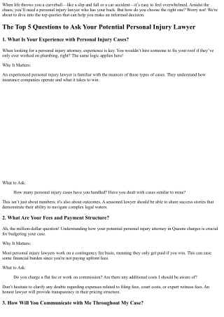 The Top 5 Questions to Ask Your Potential Personal Injury Lawyer
