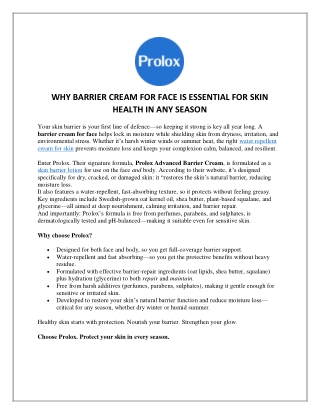Why Barrier Cream for Face Is Essential for Skin Health in Any Season