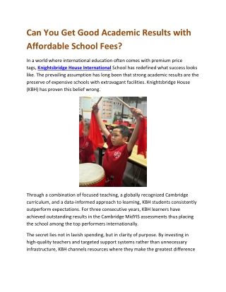 Can You Get Good Academic Results with Affordable School Fees
