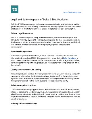Legal and Safety Aspects of Delta 9 THC Products