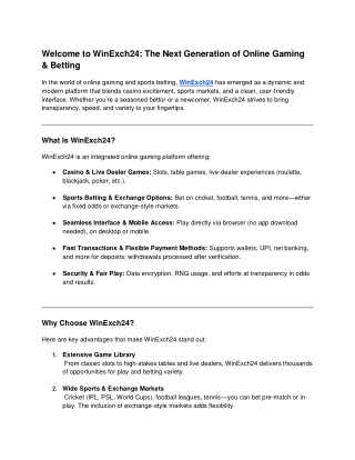 Welcome to WinExch24_ The Next Generation of Online Gaming & Betting