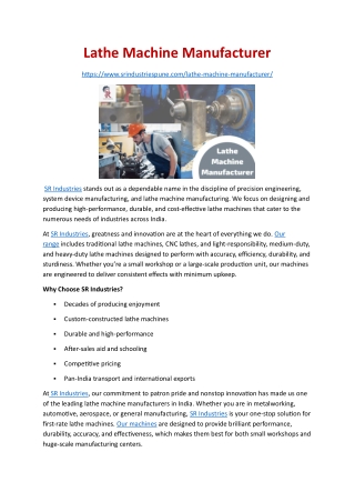 Lathe Machine Manufacturer
