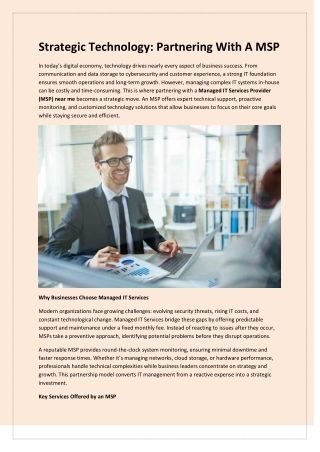 Strategic Technology: Partnering With A MSP
