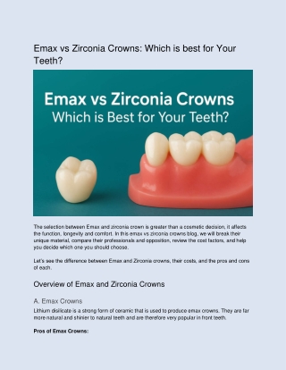 Emax vs Zirconia Crowns Which is best for Your Teeth