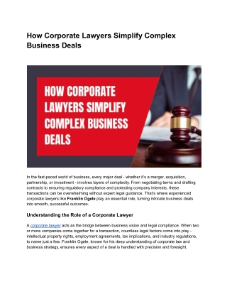 Franklin I. Ogele: Guiding Companies Toward Legal and Financial Stability