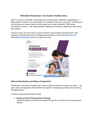 Affordable Periodontics_ Your Guide to Healthy Gums