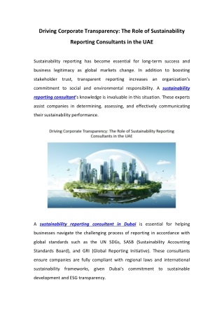 The Role of Sustainability Reporting Consultants in the UAE