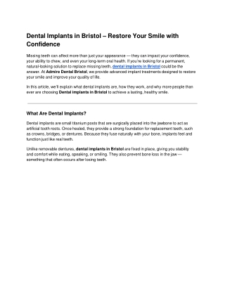 Dental implants in BristolDental Implants in Bristol