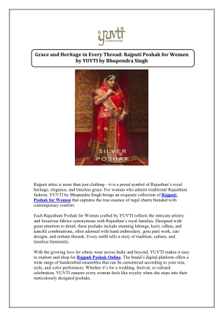 Grace and Heritage in Every Thread: Rajputi Poshak for Women by YUVTI by Bhupend