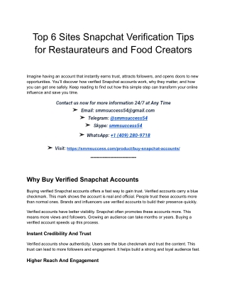 Top 6 Sites Snapchat Verification Tips for Restaurateurs and Food Creators
