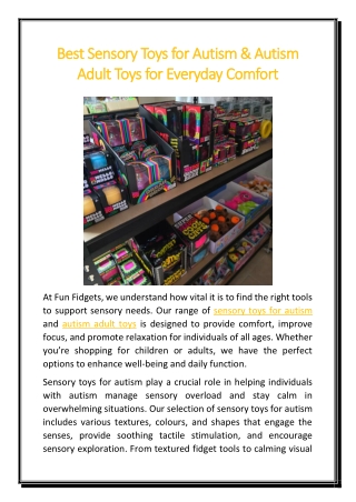 Best Sensory Toys for Autism & Autism Adult Toys for Everyday Comfort